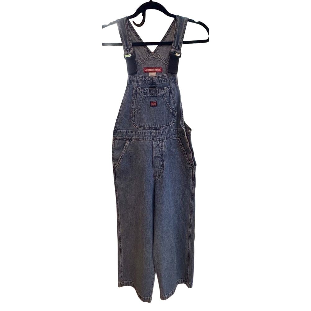 Union Bay Vintage Women's Denim Overalls 90s/Y2K Sz XS Cropped Hook/Loop Closure